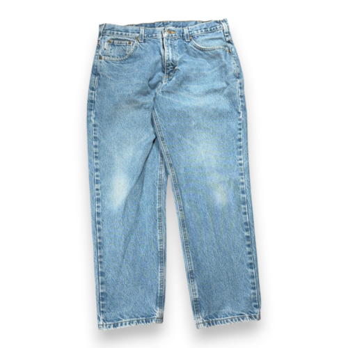 Carhartt Jeans Mens 34x28 Blue Denim B17 Relaxed Fit Straight Leg Light Workwear