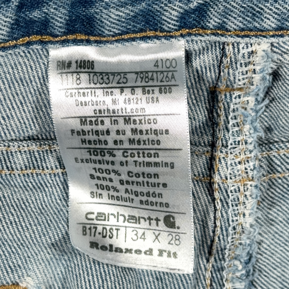 Carhartt Jeans Mens 34x28 Blue Denim B17 Relaxed Fit Straight Leg Light Workwear-5 Carhartt Jeans Mens 34x28 Blue Denim B17 Relaxed Fit Straight Leg Light Workwear