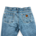 Carhartt Jeans Mens 34x28 Blue Denim B17 Relaxed Fit Straight Leg Light Workwear