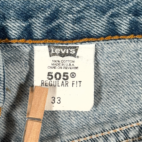 Vintage Levis Jean Shorts Mens 32 Blue Light Wash Denim 505 Regular Fit USA 90s