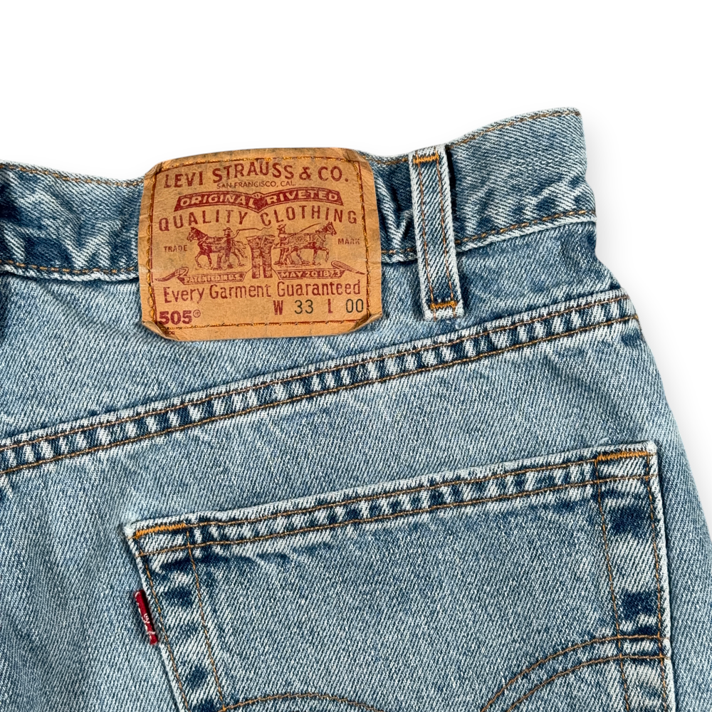 Vintage Levis Jean Shorts Mens 32 Blue Light Wash Denim 505 Regular Fit USA 90s-6 Vintage Levis Jean Shorts Mens 32 Blue Light Wash Denim 505 Regular Fit USA 90s