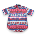 Vintage Absctract Art Shirt Adult EXTRA LARGE Pink Blue Geometric Striped 90s