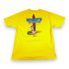 Woodys Longboards Shirt Adult LARGE Yellow Hawaii Surfing Hula Girl Funny Y2K
