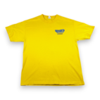 Woodys Longboards Shirt Adult LARGE Yellow Hawaii Surfing Hula Girl Funny Y2K