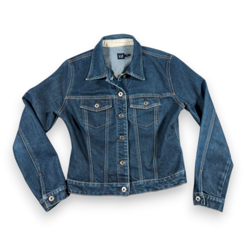 Vintage Gap Jacket Womens MEDIUM Blue Dark Wash Denim Jean Cotton Blend Y2K