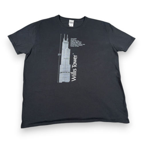 Chicago Shirt Adult EXTRA LARGE Black Willis Sears Tower City Skydeck Souvenir