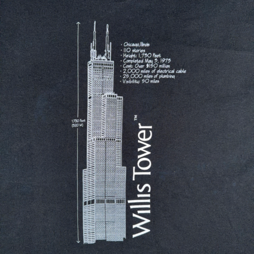 Chicago Shirt Adult EXTRA LARGE Black Willis Sears Tower City Skydeck Souvenir-2 Chicago Shirt Adult EXTRA LARGE Black Willis Sears Tower City Skydeck Souvenir