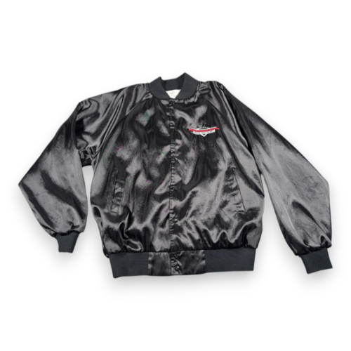 Vintage Truck Service Jacket Adult LARGE Black Indianapolis Spring Satin USA 80s