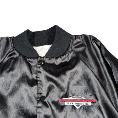 Vintage Truck Service Jacket Adult LARGE Black Indianapolis Spring Satin USA 80s-2 Vintage Truck Service Jacket Adult LARGE Black Indianapolis Spring Satin USA 80s