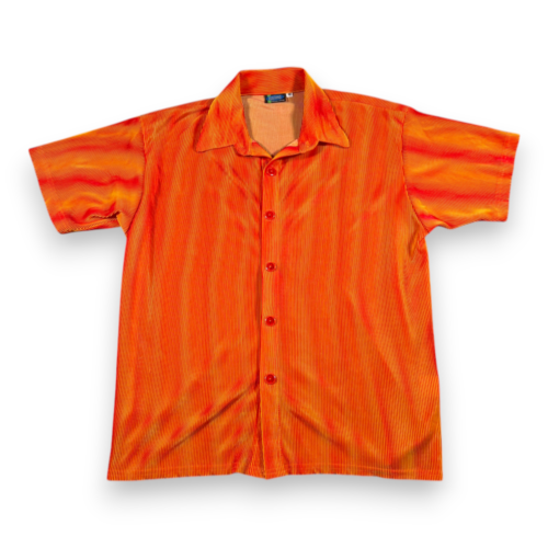 Vintage Positano Shirt Adult MEDIUM Orange Red Neon Corduroy Rave Club Camp 90s