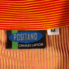 Vintage Positano Shirt Adult MEDIUM Orange Red Neon Corduroy Rave Club Camp 90s