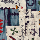 Vintage Natural Issue Shirt Adult LARGE White Blue Abstract Geometric Linen 90s