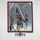 Vintage FDNY Shirt Adult LARGE White Fire Department Flag 911 USA Deadstock Y2K