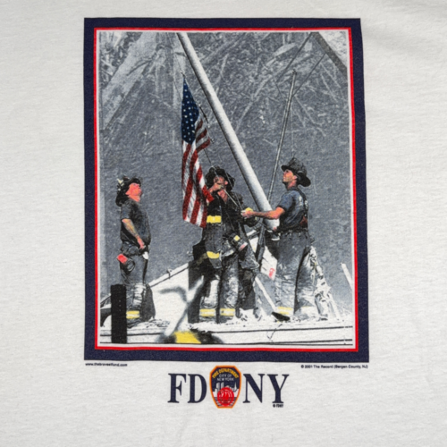 Vintage FDNY Shirt Adult LARGE White Fire Department Flag 911 USA Deadstock Y2K-2 Vintage FDNY Shirt Adult LARGE White Fire Department Flag 911 USA Deadstock Y2K