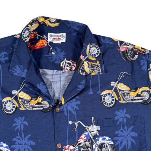 Vintage Pacific Legend Hawaiian Shirt Adult 2XL XXL Blue Motorcycle USA 90s-2 Vintage Pacific Legend Hawaiian Shirt Adult 2XL XXL Blue Motorcycle USA 90s