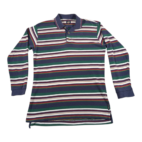 Vintage Dockers Polo Shirt Adult MEDIUM Blue White Green Gold Striped Levis 80s