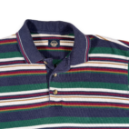 Vintage Dockers Polo Shirt Adult MEDIUM Blue White Green Gold Striped Levis 80s