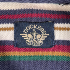 Vintage Dockers Polo Shirt Adult MEDIUM Blue White Green Gold Striped Levis 80s