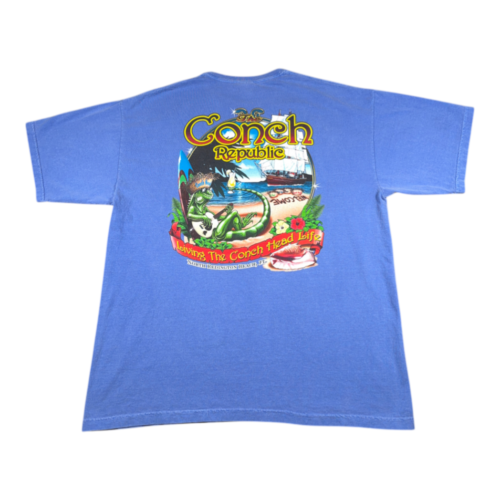 Conch Republic Shirt Adult 2XL XXL Blue Florida Iguana Lizard Drinks Souvenir