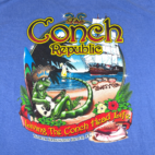 Conch Republic Shirt Adult 2XL XXL Blue Florida Iguana Lizard Drinks Souvenir