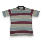 Vintage Classics Palmland Polo Shirt Adult MEDIUM Gray Blue Striped Golf 90s