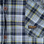 Ariat Shirt Adult LARGE Blue Plaid Rebar Workwear Outdoor Pockets Stretch
