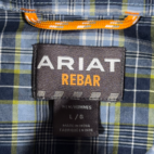 Ariat Shirt Adult LARGE Blue Plaid Rebar Workwear Outdoor Pockets Stretch