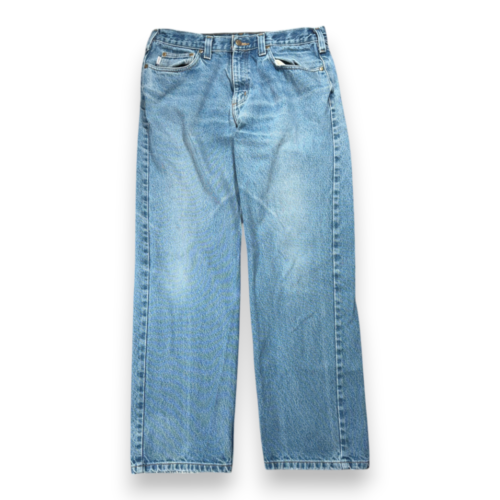 Carhartt Jeans Mens 36x32 Blue Denim Light Wash Relaxed Fit Denim Workwear B460