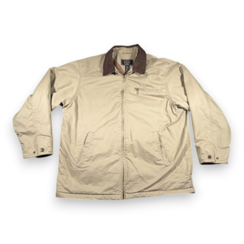 Vintage GH Bass Jacket Adult EXTRA LARGE Brown Barn Chore Coat Leather Trim 90s