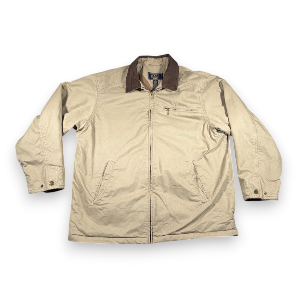 Vintage GH Bass Jacket Adult EXTRA LARGE Brown Barn Chore Coat Leather Trim 90s-1 Vintage GH Bass Jacket Adult EXTRA LARGE Brown Barn Chore Coat Leather Trim 90s