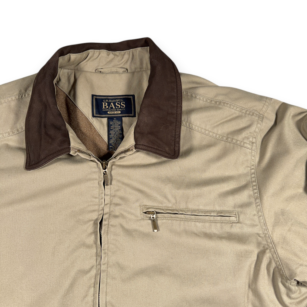 Vintage GH Bass Jacket Adult EXTRA LARGE Brown Barn Chore Coat Leather Trim 90s-2 Vintage GH Bass Jacket Adult EXTRA LARGE Brown Barn Chore Coat Leather Trim 90s