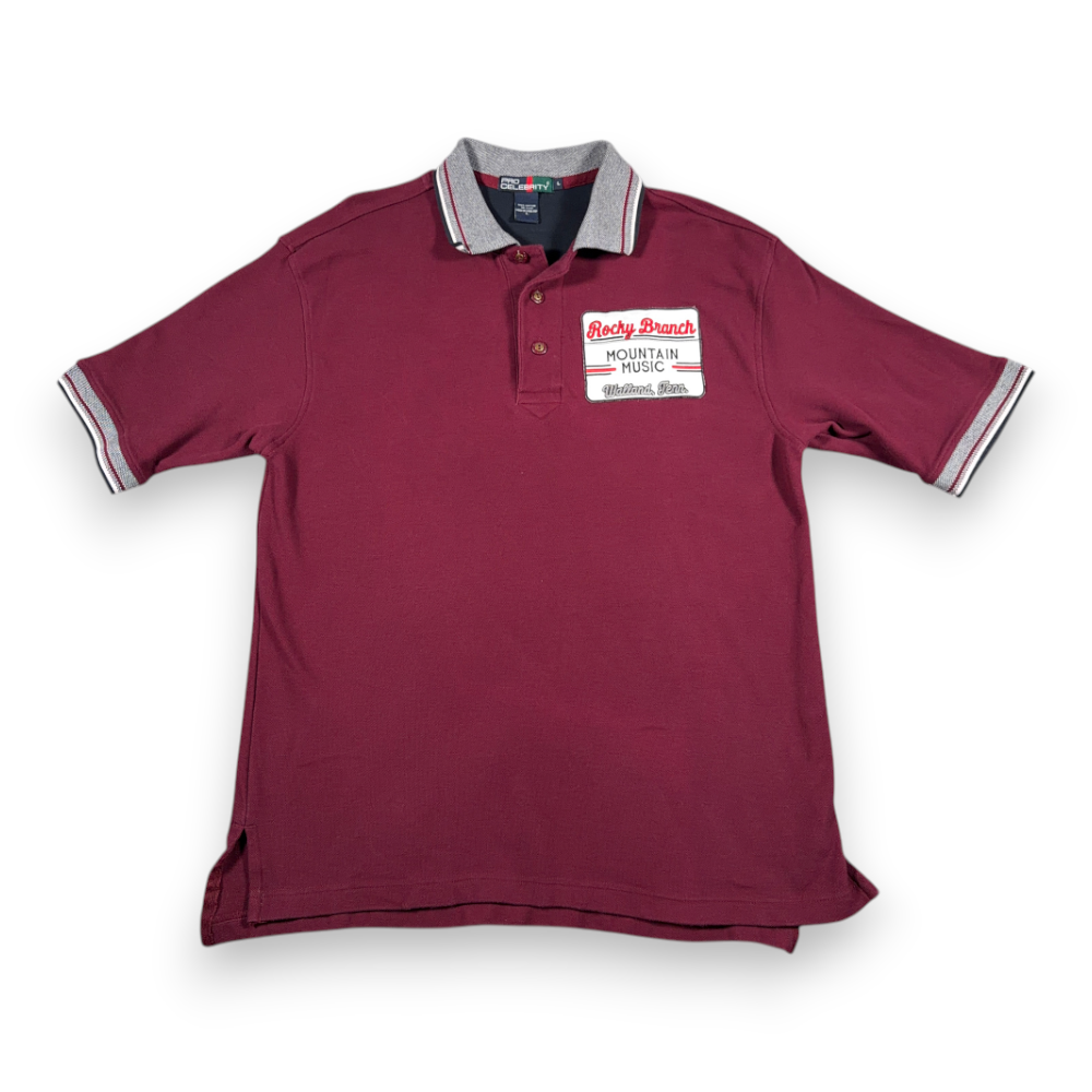 Vintage Mountain Music Polo Shirt Adult MEDIUM Red Rocky Branch Tennessee 90s-1 Vintage Mountain Music Polo Shirt Adult MEDIUM Red Rocky Branch Tennessee 90s