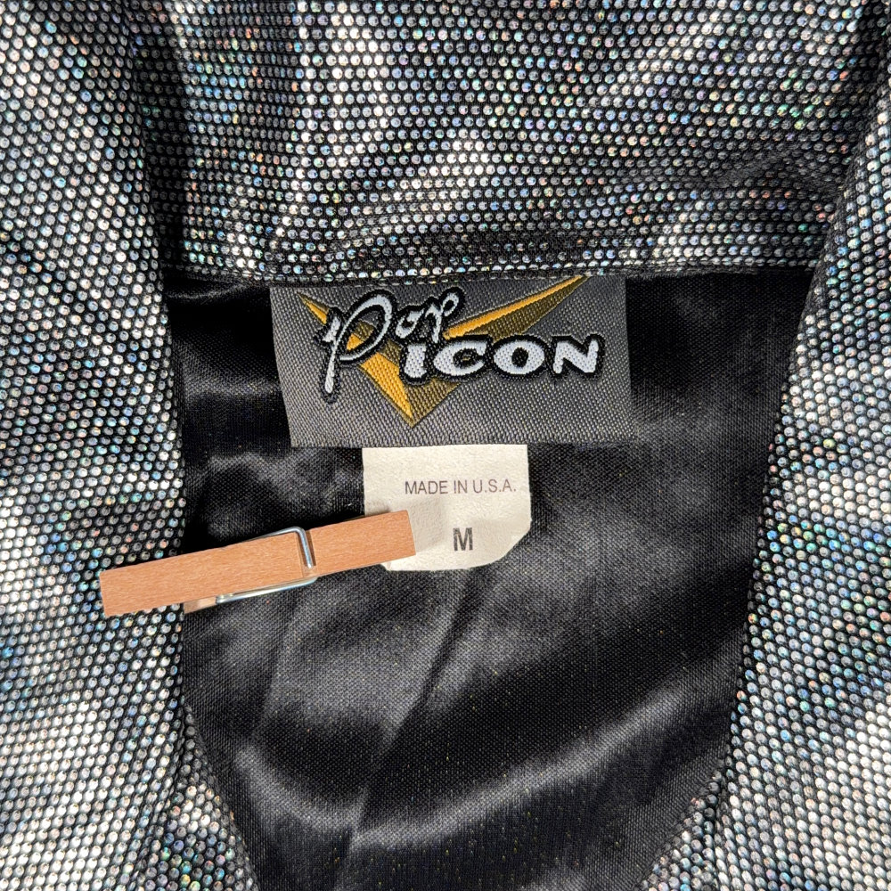 Vintage Pop Icon Shirt Adult MEDIUM Silver Reflective Mirror Raver Club USA 90s-3 Vintage Pop Icon Shirt Adult MEDIUM Silver Reflective Mirror Raver Club USA 90s