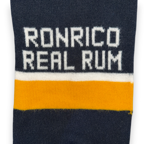 Vintage Ronrico Rum Scarf Black Blue Yellow Orlon Acrylic Knit Swag USA 60s-2 Vintage Ronrico Rum Scarf Black Blue Yellow Orlon Acrylic Knit Swag USA 60s