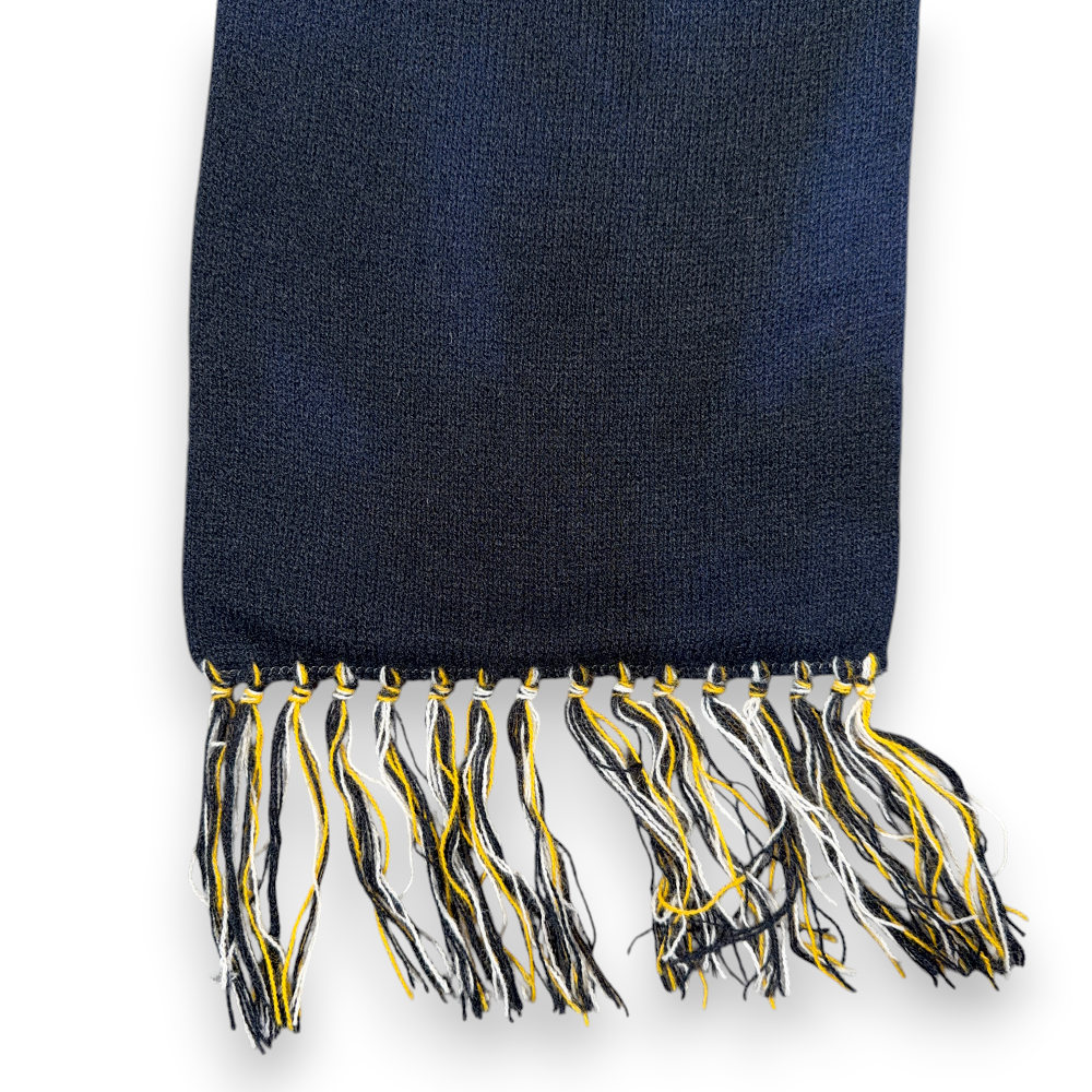 Vintage Ronrico Rum Scarf Black Blue Yellow Orlon Acrylic Knit Swag USA 60s-4 Vintage Ronrico Rum Scarf Black Blue Yellow Orlon Acrylic Knit Swag USA 60s