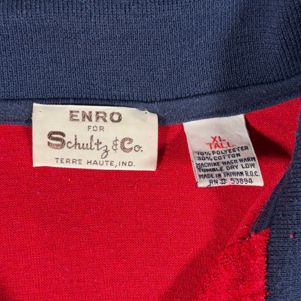Vintage Enro Polo Shirt Adult LARGE Red Velour Schultz Terre Haute Indiana 70s-4 Vintage Enro Polo Shirt Adult LARGE Red Velour Schultz Terre Haute Indiana 70s