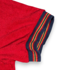 Vintage Enro Polo Shirt Adult LARGE Red Velour Schultz Terre Haute Indiana 70s