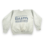 Vintage BUM Equipment Sweater Adult MEDIUM Gray Sweatshirt Raglan Logo USA 90s