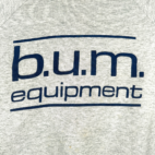 Vintage BUM Equipment Sweater Adult MEDIUM Gray Sweatshirt Raglan Logo USA 90s
