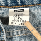 Vintage Levis Jeans Mens 34x36 Blue 512 Light Wash Denim Slim Tapered USA 90s