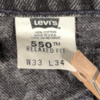 Vintage Levis Jeans Mens 30x34 Black 550 Relaxed Denim Dark Orange Tab USA 90s