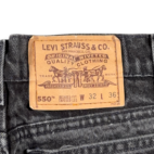 Vintage Levis Jeans Mens 32x36 Black 550 Relaxed Fit Denim Orange Tab USA 90s