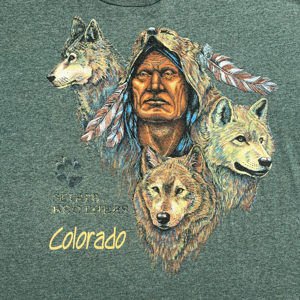 Vintage Native American Shirt Adult EXTRA LARGE Green Wolves Spirit Brothers 90s-2 Vintage Native American Shirt Adult EXTRA LARGE Green Wolves Spirit Brothers 90s