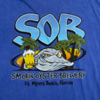 Smokin Oyster Brewery Shirt Adult 2XL XXL Blue Florida Seafood Restaurant Bar
