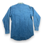 Vintage Wrangler Shirt Adult MEDIUM Blue Denim Gold Buckle Deadstock Tags 90s