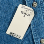 Vintage Wrangler Shirt Adult MEDIUM Blue Denim Gold Buckle Deadstock Tags 90s