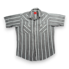 Vintage Plains Western Shirt Adult LARGE Gray Red Striped Pearl Snap Cowboy 90s