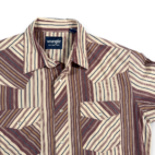 Wrangler Western Shirt Adult MEDIUM Brown Red Blue Striped Pearl Snap Cowboy