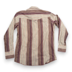 Wrangler Western Shirt Adult MEDIUM Brown Red Blue Striped Pearl Snap Cowboy