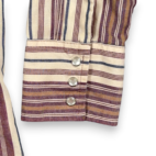Wrangler Western Shirt Adult MEDIUM Brown Red Blue Striped Pearl Snap Cowboy